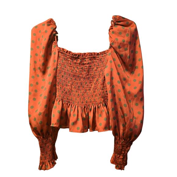 Zara Polka Dot Puff Sleeve Crop Top - Stylish & Fun! - Picture 3 of 6